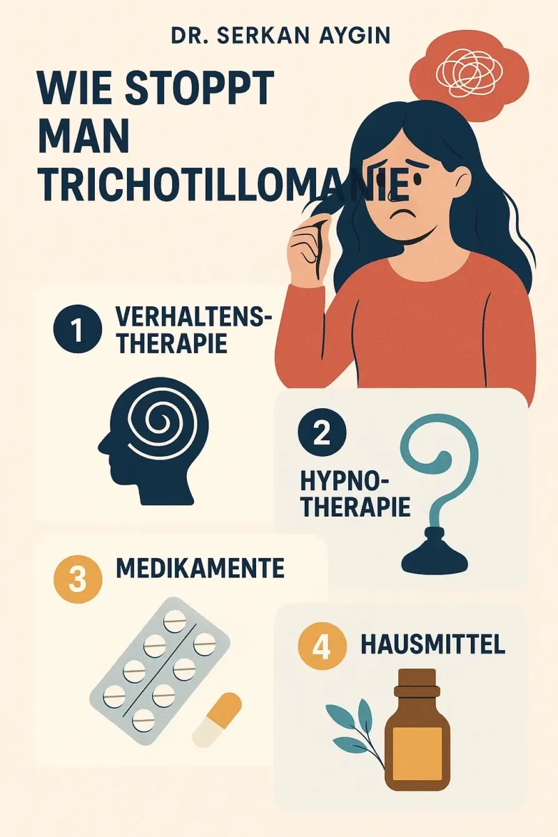 Infographik die erklärt wie man Trichotillomanie stoppen kann