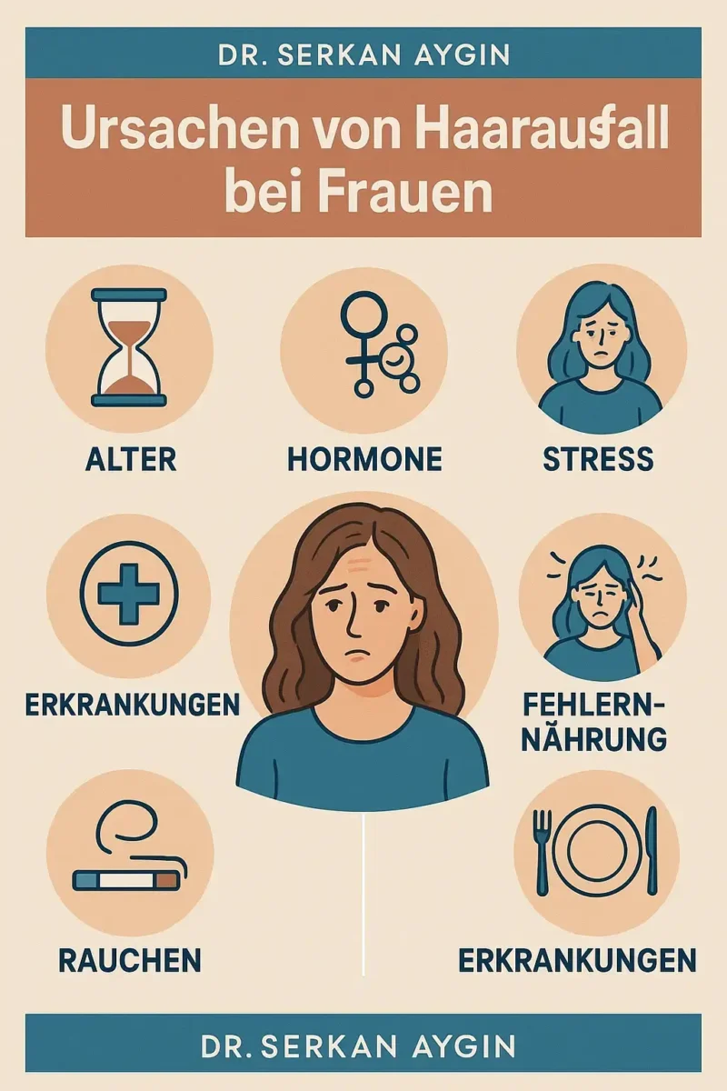Infographik, die die Ursachen von Haarausfall bei Frauen erklärt