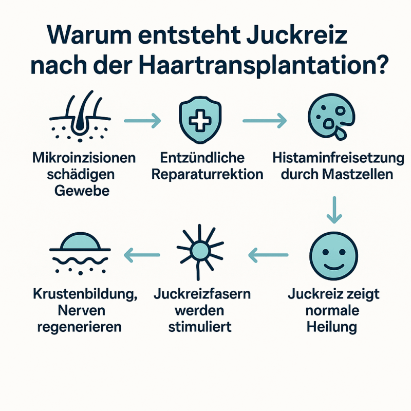 Infografik zur Erklärung von Juckreiz nach Haartransplantation