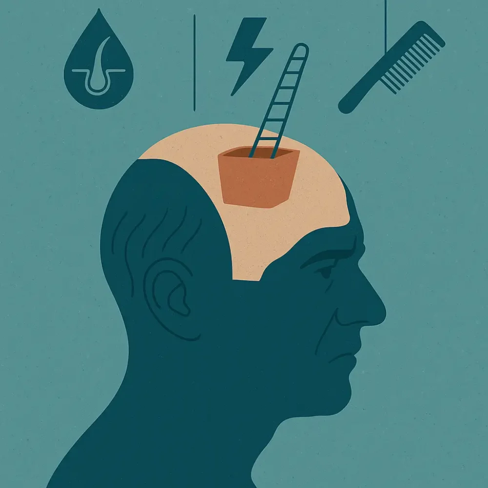 Conceptual picture illustrating how to identify and treat Norwood 3 hair loss
