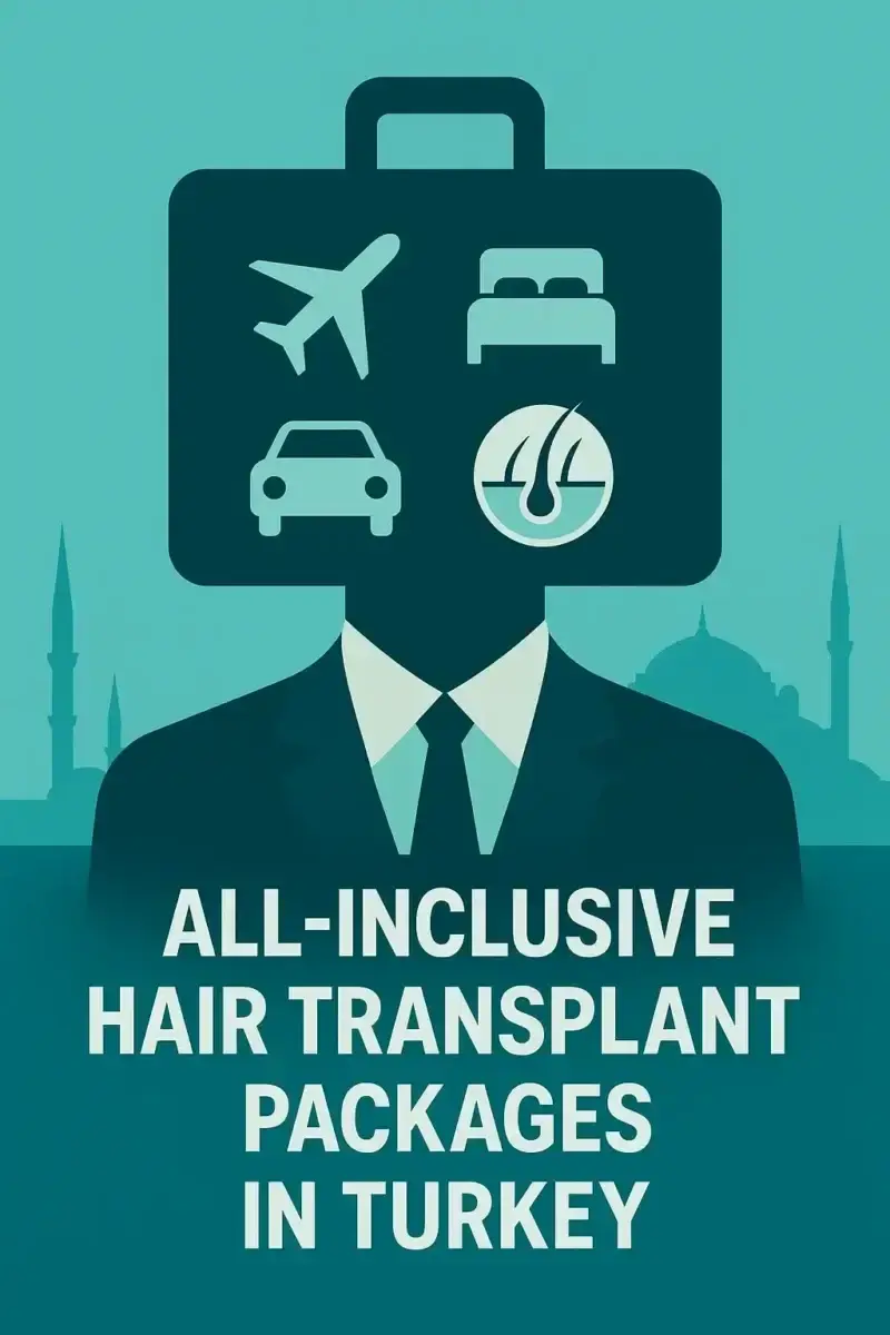 All-inclusive hair transplant packages in Turkey with services like hotel, transfer, and aftercare