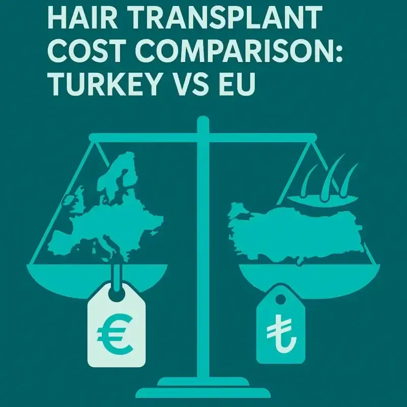 Hair transplant cost comparison between Turkey and EU countries with average price differences