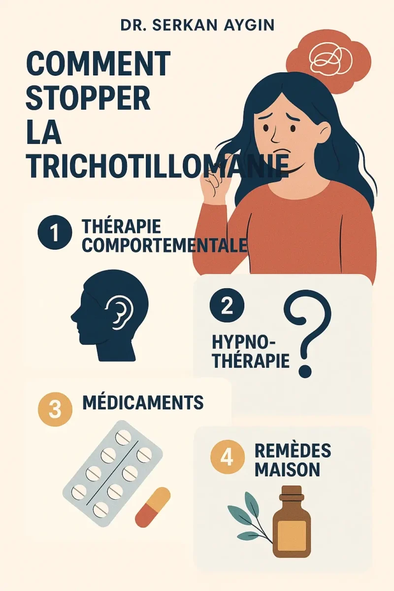 Infographique qui explique comment arrêter la trichotillomanie