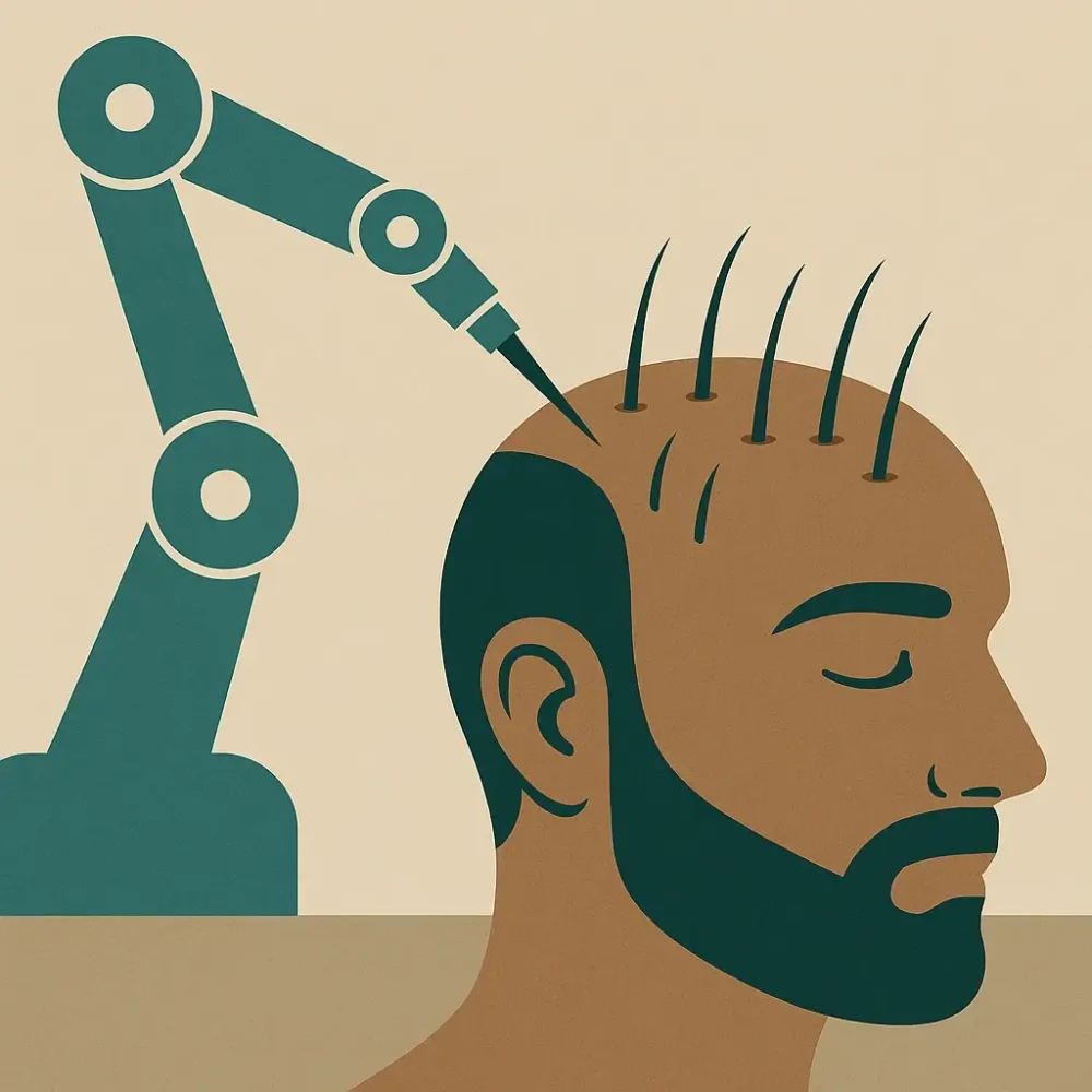 Artistic header image for the article about robotic hair transplant cost