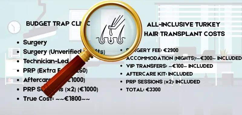 hidden cost hair transplant turkey
